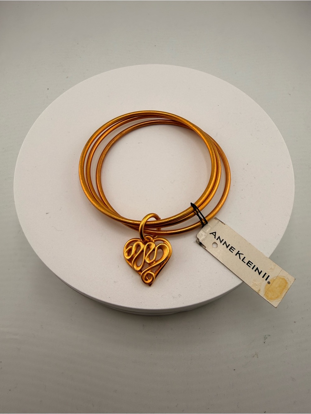 NWT Anne Klein Gold-Tone Heart Charm Bangle Stack